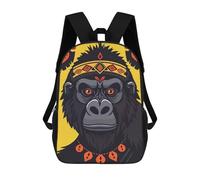 sinyumoney 17inchBackpack Ornate Gorilla Portrait School Backpack 3D Printed School Bags Boys Girls Laptop Backpack for Kids/Students/Adults