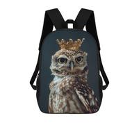 sinyumoney 17inchBackpack Owl Bird Cute King School Backpack 3D Printed School Bags Boys Girls Laptop Backpack for Kids/Students/Adults