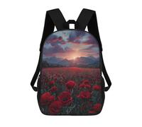 sinyumoney 17inchBackpack Poppy Field Sunset Landscape School Backpack 3D Printed School Bags Boys Girls Laptop Backpack for Kids/Students/Adults