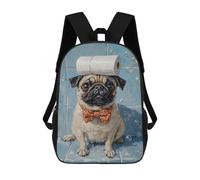 sinyumoney 17inchBackpack Pug in Bathroom with Toilet Paper School Backpack 3D Printed School Bags Boys Girls Laptop Backpack for Kids/Students/Adults