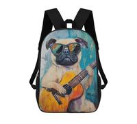sinyumoney 17inchBackpack Pug Playing Guitar Art Print School Backpack 3D Printed School Bags Boys Girls Laptop Backpack for Kids/Students/Adults