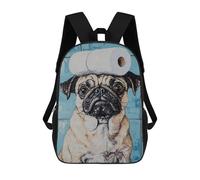 sinyumoney 17inchBackpack Pug with Toilet Paper on Head-2 School Backpack 3D Printed School Bags Boys Girls Laptop Backpack for Kids/Students/Adults