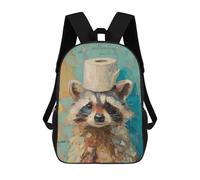 sinyumoney 17inchBackpack Raccoon with Toilet Paper Roll Hat-1 School Backpack 3D Printed School Bags Boys Girls Laptop Backpack for Kids/Students/Adults