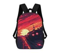 sinyumoney 17inchBackpack Racing Sunset Urban Speed School Backpack 3D Printed School Bags Boys Girls Laptop Backpack for Kids/Students/Adults