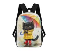 sinyumoney 17inchBackpack Rainy Day Kitten-5 School Backpack 3D Printed School Bags Boys Girls Laptop Backpack for Kids/Students/Adults