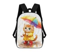 sinyumoney 17inchBackpack Rainy Day Kitten-8 School Backpack 3D Printed School Bags Boys Girls Laptop Backpack for Kids/Students/Adults