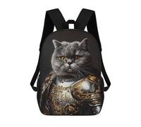 sinyumoney 17inchBackpack Royal Cat Armor Portrait -1 School Backpack 3D Printed School Bags Boys Girls Laptop Backpack for Kids/Students/Adults