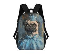 sinyumoney 17inchBackpack Royal Pug Art Print School Backpack 3D Printed School Bags Boys Girls Laptop Backpack for Kids/Students/Adults