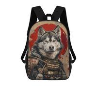 sinyumoney 17inchBackpack Samurai Wolf Armor Art Print-1 School Backpack 3D Printed School Bags Boys Girls Laptop Backpack for Kids/Students/Adults