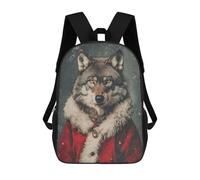 sinyumoney 17inchBackpack Santa Wolf Christmas Art Print School Backpack 3D Printed School Bags Boys Girls Laptop Backpack for Kids/Students/Adults