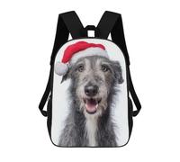 sinyumoney 17inchBackpack Scottish Deerhound Dog with Santa Hat Portrait School Backpack 3D Printed School Bags Boys Girls Laptop Backpack for Kids/Students/Adults