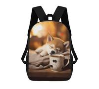 sinyumoney 17inchBackpack Shiba Inu Coffee Dog Pup School Backpack 3D Printed School Bags Boys Girls Laptop Backpack for Kids/Students/Adults