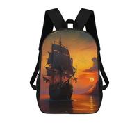 sinyumoney 17inchBackpack Ship Sunset School Backpack 3D Printed School Bags Boys Girls Laptop Backpack for Kids/Students/Adults