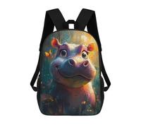 sinyumoney 17inchBackpack Smiling Hippo with Butterflies School Backpack 3D Printed School Bags Boys Girls Laptop Backpack for Kids/Students/Adults