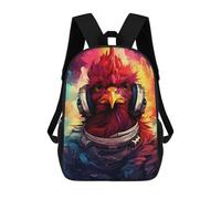 sinyumoney 17inchBackpack Space Chicken Headphones Artwork School Backpack 3D Printed School Bags Boys Girls Laptop Backpack for Kids/Students/Adults