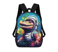 sinyumoney 17inchBackpack Space Crocodile Astronaut Art Print -3 School Backpack 3D Printed School Bags Boys Girls Laptop Backpack for Kids/Students/Adults