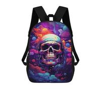 sinyumoney 17inchBackpack Space Skull Headphones Artwork School Backpack 3D Printed School Bags Boys Girls Laptop Backpack for Kids/Students/Adults