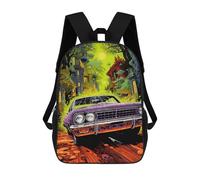 sinyumoney 17inchBackpack Spooky Car in Haunted Forest School Backpack 3D Printed School Bags Boys Girls Laptop Backpack for Kids/Students/Adults
