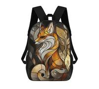 sinyumoney 17inchBackpack Stained Glass Fox School Backpack 3D Printed School Bags Boys Girls Laptop Backpack for Kids/Students/Adults