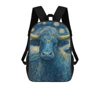 sinyumoney 17inchBackpack Starry Night Bull Art Print School Backpack 3D Printed School Bags Boys Girls Laptop Backpack for Kids/Students/Adults