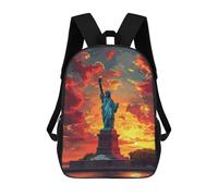 sinyumoney 17inchBackpack Statue of Liberty Sunset School Backpack 3D Printed School Bags Boys Girls Laptop Backpack for Kids/Students/Adults