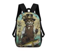 sinyumoney 17inchBackpack Steampunk Otter Fishing School Backpack 3D Printed School Bags Boys Girls Laptop Backpack for Kids/Students/Adults