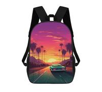 sinyumoney 17inchBackpack Sunset Road Adventure -1 School Backpack 3D Printed School Bags Boys Girls Laptop Backpack for Kids/Students/Adults
