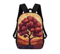 sinyumoney 17inchBackpack Tree Silhouette Sunset Stanied Glass School Backpack 3D Printed School Bags Boys Girls Laptop Backpack for Kids/Students/Adults