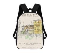 sinyumoney 17inchBackpack Venice, Italy Sketch School Backpack 3D Printed School Bags Boys Girls Laptop Backpack for Kids/Students/Adults