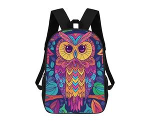 sinyumoney 17inchBackpack Vibrant Abstract Owl School Backpack 3D Printed School Bags Boys Girls Laptop Backpack for Kids/Students/Adults