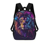 sinyumoney 17inchBackpack Vibrant Lion Headphones Art Print -1 School Backpack 3D Printed School Bags Boys Girls Laptop Backpack for Kids/Students/Adults
