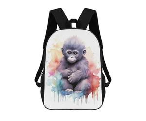 sinyumoney 17inchBackpack Watercolor Baby Gorilla School Backpack 3D Printed School Bags Boys Girls Laptop Backpack for Kids/Students/Adults