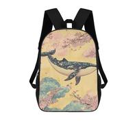 sinyumoney 17inchBackpack Whale in Cherry Blossom Sky-1 School Backpack 3D Printed School Bags Boys Girls Laptop Backpack for Kids/Students/Adults