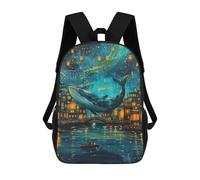 sinyumoney 17inchBackpack Whale in Fantasy Cityscape-1 School Backpack 3D Printed School Bags Boys Girls Laptop Backpack for Kids/Students/Adults