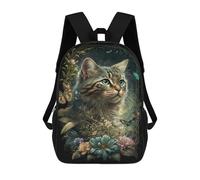 sinyumoney 17inchBackpack Whimsical Cat Garden Art Print School Backpack 3D Printed School Bags Boys Girls Laptop Backpack for Kids/Students/Adults