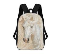 sinyumoney 17inchBackpack Whispering White Horse Art Print School Backpack 3D Printed School Bags Boys Girls Laptop Backpack for Kids/Students/Adults