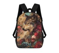 sinyumoney 17inchBackpack Wolf Blossom School Backpack 3D Printed School Bags Boys Girls Laptop Backpack for Kids/Students/Adults