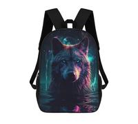 sinyumoney 17inchBackpack Wolf Water Neon Artwork School Backpack 3D Printed School Bags Boys Girls Laptop Backpack for Kids/Students/Adults