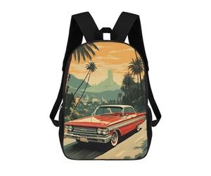 sinyumoney 1960s Vintage Car Backpack School Business Durable Laptop Bag for Camping Outdoor Adventures And Daily Travel 17inch