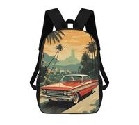 sinyumoney 1960s Vintage Car Children's School Backpack 3D Printed for Kids Travel Rucksacks Book Bags for Boys Elementary School Students 17inch