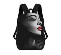 sinyumoney 1Kids Backpacks Abstract Line Portrait Art 3D Printed School Bag Fashion Bag Travel School Bags for in School Or Travel 17inch