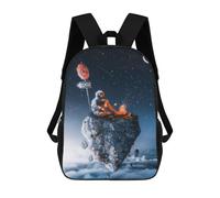 sinyumoney 1Kids Backpacks Astronaut Roasting Marshmallows on A Floating Rock 3D Printed School Bag Fashion Bag Travel School Bags for in School Or Travel 17inch