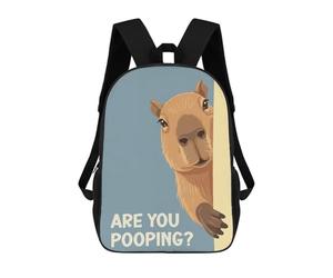 sinyumoney 1Kids Backpacks Capybara Peeking Are You Pooping 3D Printed School Bag Fashion Bag Travel School Bags for in School Or Travel 17inch