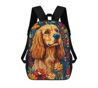 sinyumoney 1Kids Backpacks Cocker Spaniel in A Garden of Blooms Dog Wall Art Print 3D Printed School Bag Fashion Bag Travel School Bags for in School Or Travel 17inch