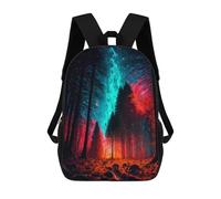 sinyumoney 1Kids Backpacks Enchanted Forest with Celestial Lights 3D Printed School Bag Fashion Bag Travel School Bags for in School Or Travel 17inch