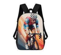 sinyumoney 1Kids Backpacks Low Poly Cyclist 3D Printed School Bag Fashion Bag Travel School Bags for in School Or Travel 17inch