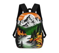 sinyumoney 1Kids Backpacks Mountain Landscape with River And Forest 3D Printed School Bag Fashion Bag Travel School Bags for in School Or Travel 17inch