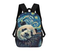 sinyumoney 1Kids Backpacks Sleeping Panda in Starry Night Style 3D Printed School Bag Fashion Bag Travel School Bags for in School Or Travel 17inch