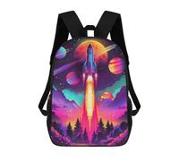 sinyumoney 1Kids Backpacks Space Rocket Adventure 3D Printed School Bag Fashion Bag Travel School Bags for in School Or Travel 17inch
