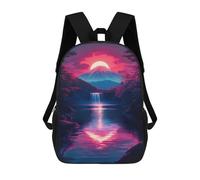 sinyumoney 1Kids Backpacks Sunset Mountain Waterfall Mount Fuji Japanese 3D Printed School Bag Fashion Bag Travel School Bags for in School Or Travel 17inch